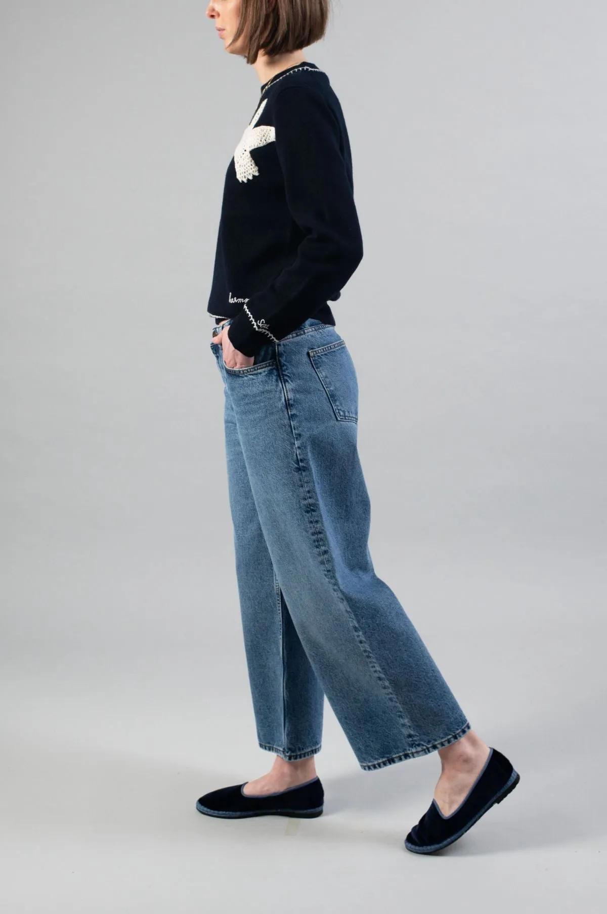 Taylor Cropped Jeans Worn Mid Blue