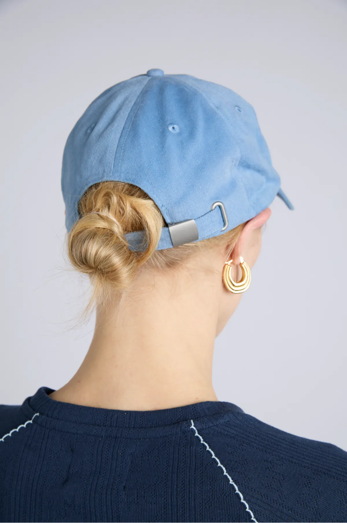 Washed Smiley Cap Blue with Navy Embroidery