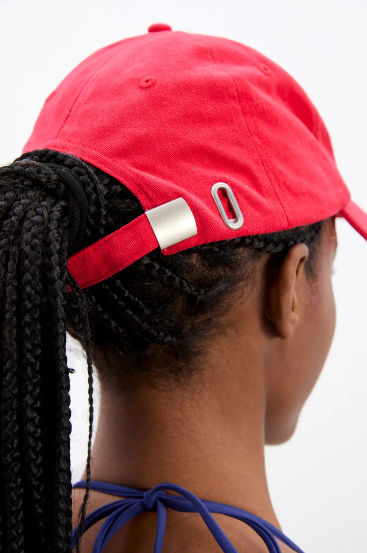 Washed Smiley Cap Red with Pink Embroidery